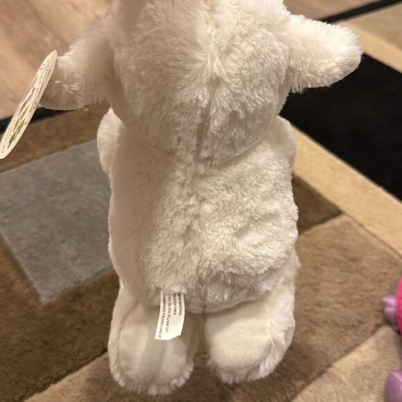 White and Pink Stuffed Bunny Toy with Floppy Ears - Picture 6 of 9